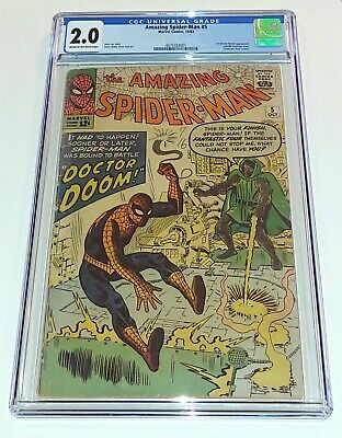 AMAZING SPIDER-MAN #5 ~ 1st DR. DOOM crossover appearance 1963 ~ CGC 2.0