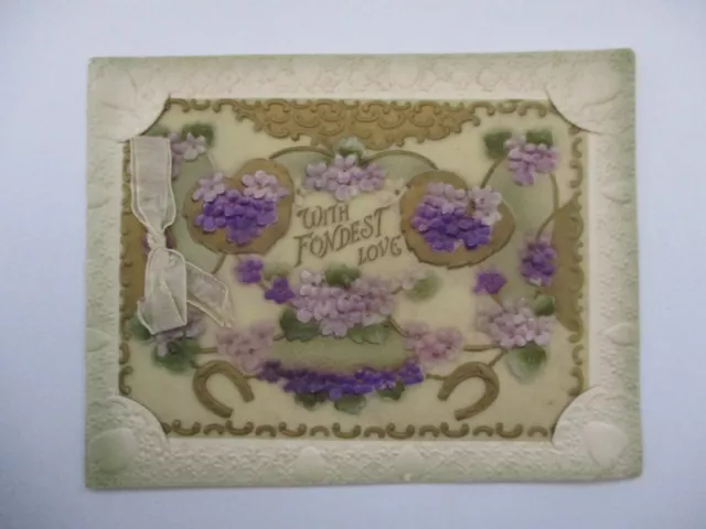 Cpa Fantaisie Victorian Card Glacoid With Fondest Love Carte De Voeu Noel