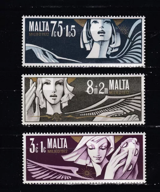 Francobolli Malta 1972 Natale Angeli MNH UNI456-58