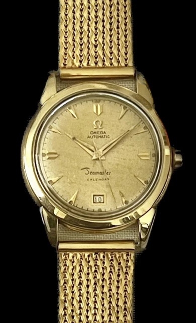 Vintage Omega Seamaster Calendar Solid 14K Solid Gold Case Bracelet Working Fine Vintage Omega Seamaster Calendar Solid 14K Solid Gold Case Bracelet Working Fine