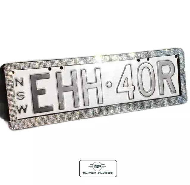 Bling Crystal Rhinestone Number Plate Frame NSW Slimline Set