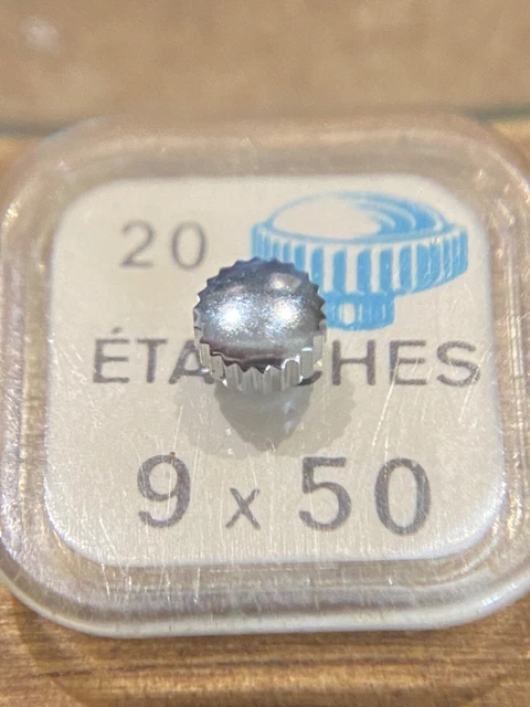 Couronne De Montre étanche Canon Court Filetage 0.90 - Chromé - NOS (New Old Stock) Avec Défauts