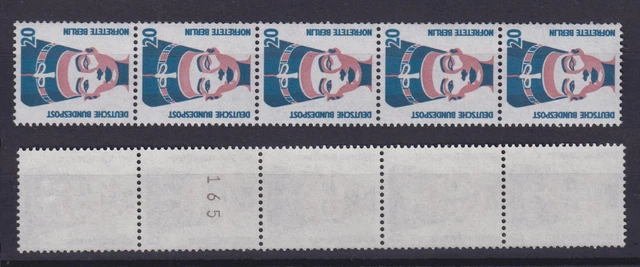 Bund 1398 u RM 5er Streifen mit ungerade Nummer SWK 20 Pf ** gelbe Gummirung /2