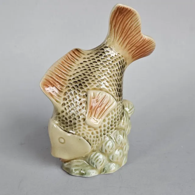 Vintage Pottery Fish Statue Made In Brazil Mid Century