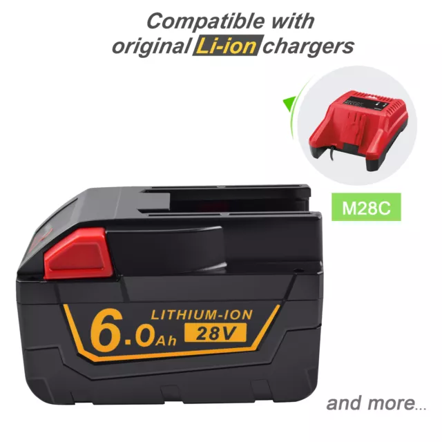 For AEG/Milwaukee 28V M28B M28BX MC28 MC28V 48-11-2850 6000mAh Li-ion Battery