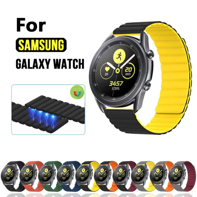 For Samsung Galaxy Watch 3 4 5 6 Active2 40/44mm S3 Magnetic Silicone Band Strap