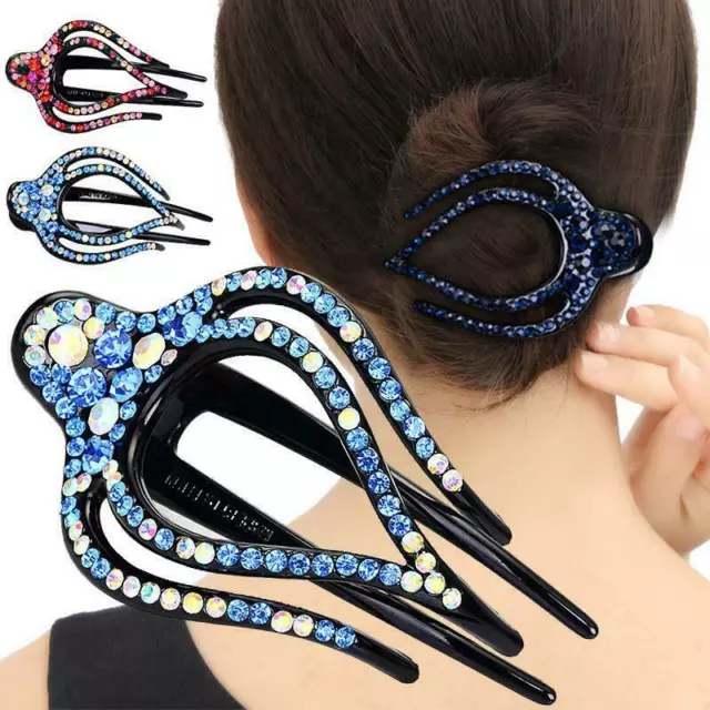 Groß Alligator Clips Haar Kristall Strass Haarklammer Klammer Haarnadel Damen 3