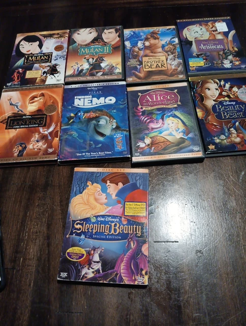 DISNEY DVD LOT 9 Mulan Lion King Alice in Wonderland Nemo Beauty Beast ...