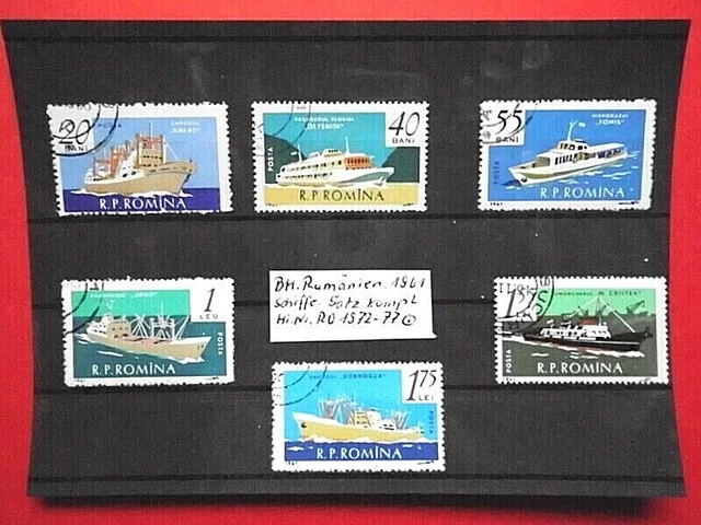 BM. Briefmarken Rumänien 1961 Schiffe Boote Mi. Nr. 1972 - 1977 Satz gestempelt