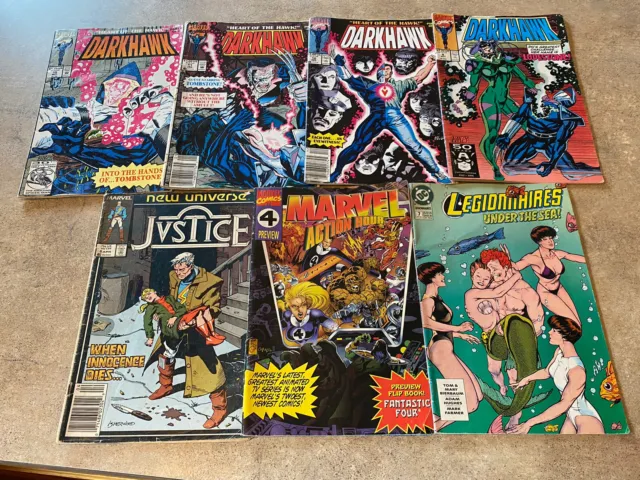 Lot of 7 Vintage DC Marvel COMICS 90’s Action Hour Darkhawk Legionaires Justice