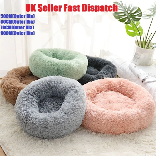 FLUFFY SOFT COMFY Calming Donut Dog Cat Beds Warm Bed Pet Round Plush