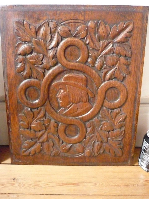 Pair Antique French hand Carved Oak  Door Panels Architectural Breton 3