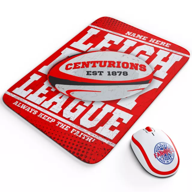 Personalised Leigh Centurions Mouse Mat Rugby League Office Work Pad PC RP09