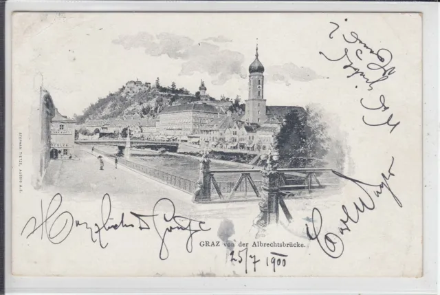 AK Graz, Schlossberg v. d. Albrechtsbrücke, 1900