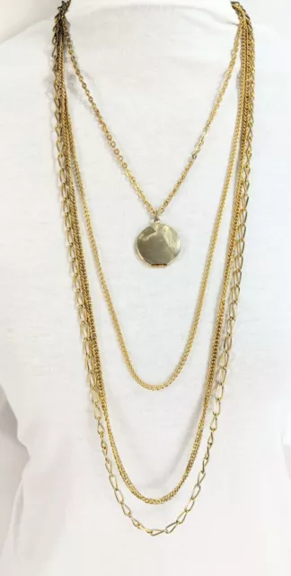 Cream/Gold LV Button Necklace - Gold Filled Rope Chain – Beauty Bird Vintage