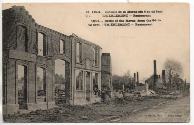 THIEBLEMONT- Marne - CPA 51 - Le restaurant - ruines de Guerre