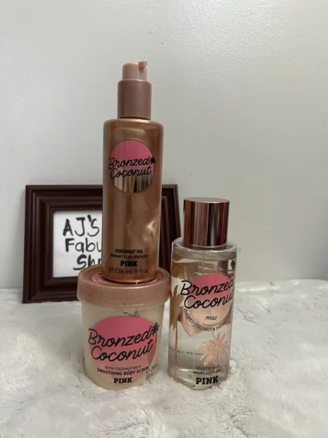 Victoria’s Secret Pink Bronzed Coconut Mist, Body Scrub & Body Bronzer Oil Set
