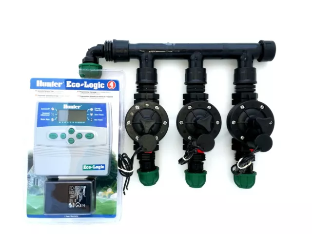 Kit Irrigazione Programmatore 3 Zone Prato Giardino Elettrovalvola Hunter Elc