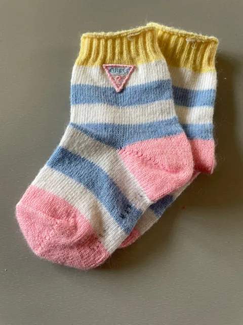 Vintage Guess Baby Pink Yellow Blue Socks 1980s