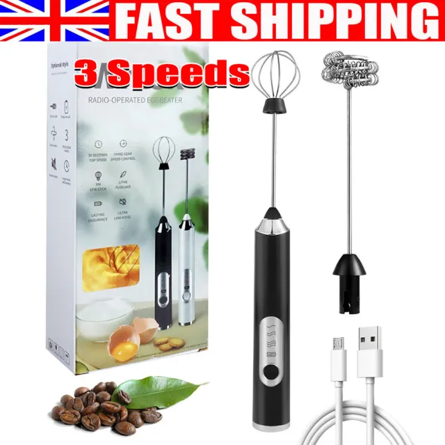 Rechargeable Electric Milk Coffee Frother Whisk Egg Beater Handheld Frappe Mixer