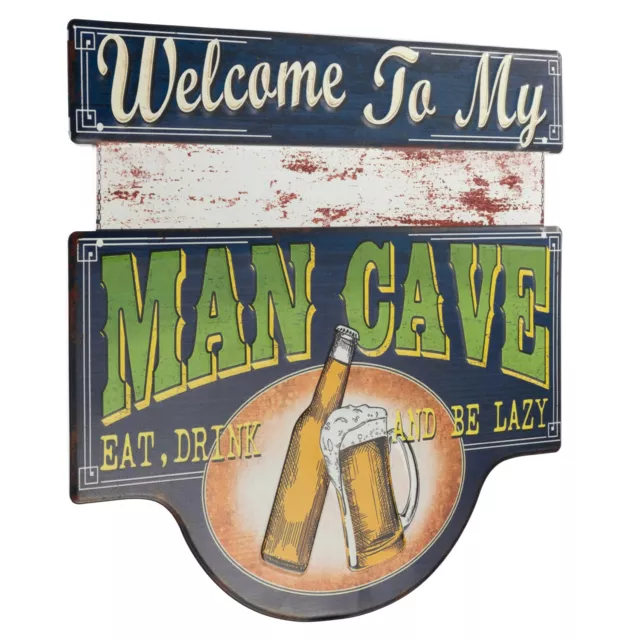 Moritz Blechschild Welcome Man Cave Bier trinken 50 x 46 Vintage Retro Nostalgie