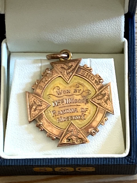 Antique Norwegian Elkhound Gold Dog Show Medal Famous Dog 1929 Cased