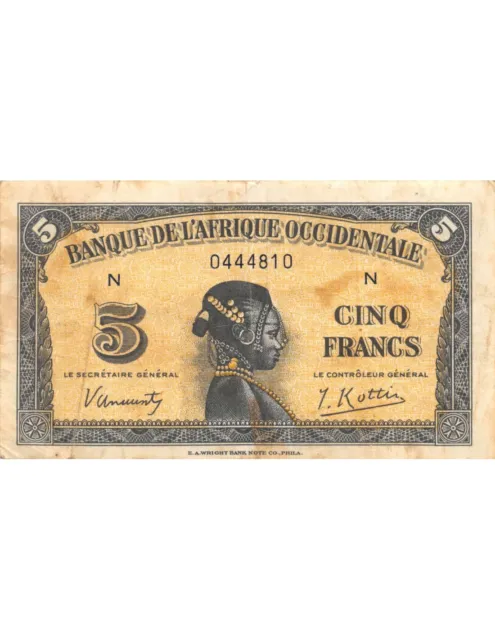 Banque De L'afrique Occidentale - 5 Francs 14-12-1942