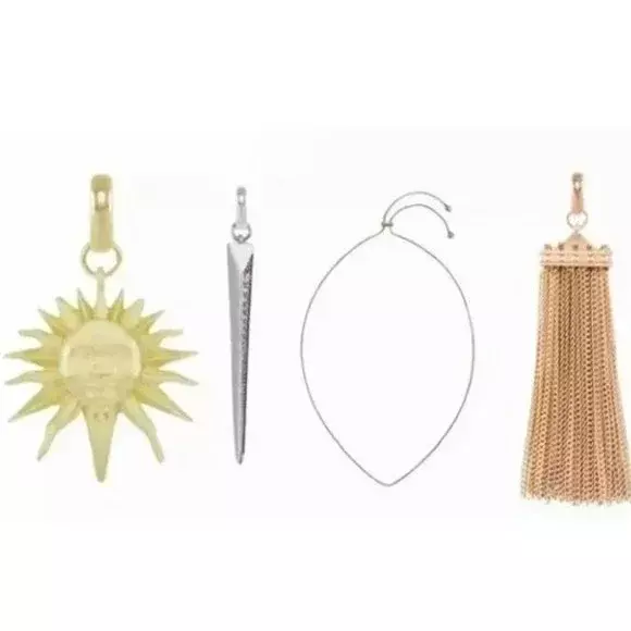 Kendra Scott Necklace Gold Sun Tassel Spike Charm Mixed Metal Womens Jewelry NEW