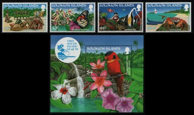 Salomoninseln 1995 - Mi-Nr. 876-879 & Block 40 ** - MNH - Fauna