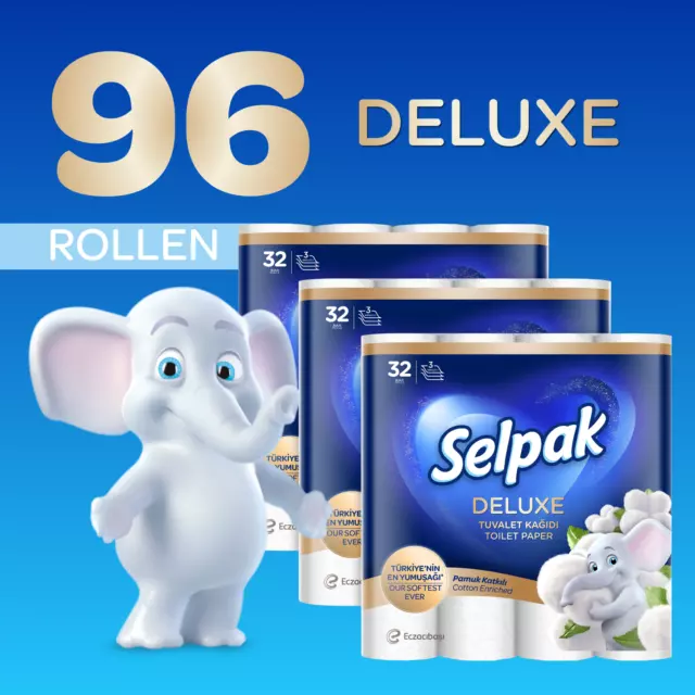Selpak Deluxe Toilettenpapier 3-lagig, Mit Baumwollfasern, Extra Weich Und Stark 3