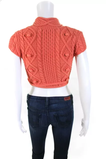 FREE PEOPLE WOMENS Cable Knit Cardigan Sweater Orange Cotton Size Small ...
