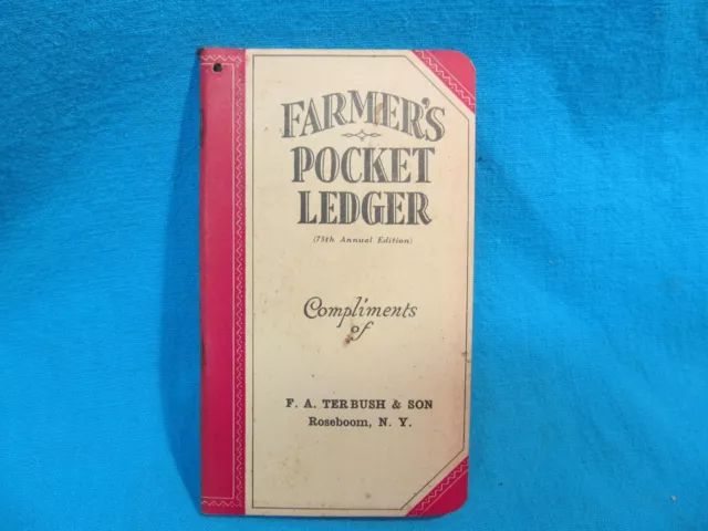 Nos Unused 1941-1942 John Deere Farmers Pocket Ledger F A Trebush  Roseboom Ny