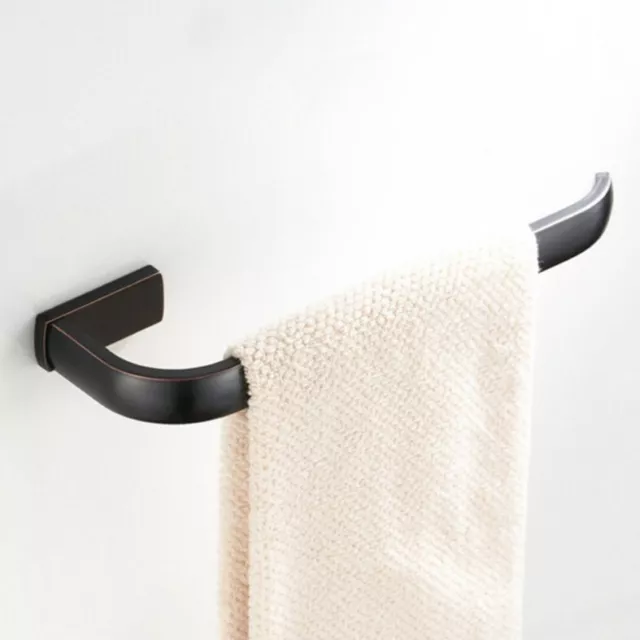 Black Brass Square Wall Mounted Bathroom Single Towel Bar Rail Holder fba201