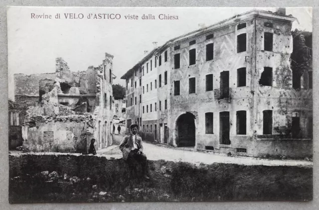 Cartolina Velo d’Astico rovine animata Vicenza Veneto paesaggistica T8