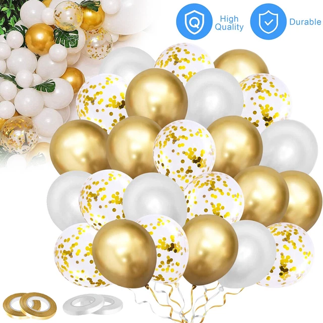 30 Stück Party Luftballons Set Rosa & Gold - Mit Schleifen Design Und Konfetti