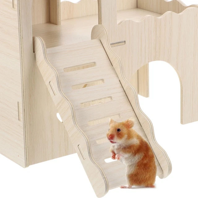 GUINEA PIG HIDEOUT Wooden Ladder Platform Hamster Hiding Place Cage