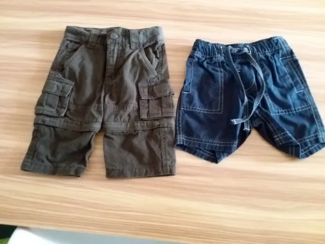 Size 000 - Size 00 Baby Boys Pumpkin Patch & Sprout Brown And Blue Shorts Euc