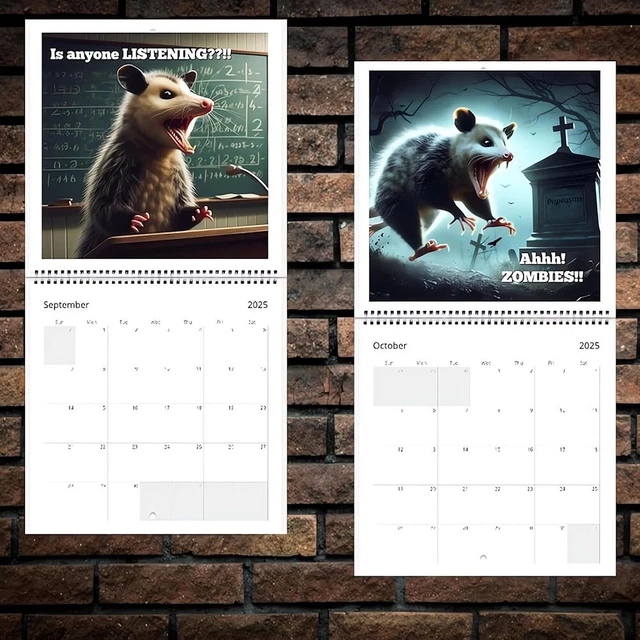 2025 FUNNY SCREAMING Possums Calendar 2025 Wall Calendar Paper 12 Month