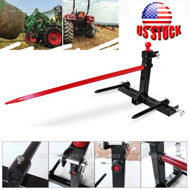 1 Tractors 3 Point Trailer Hitch Quick Attach Bale Spear w/ 49'' Hay Bale Spear