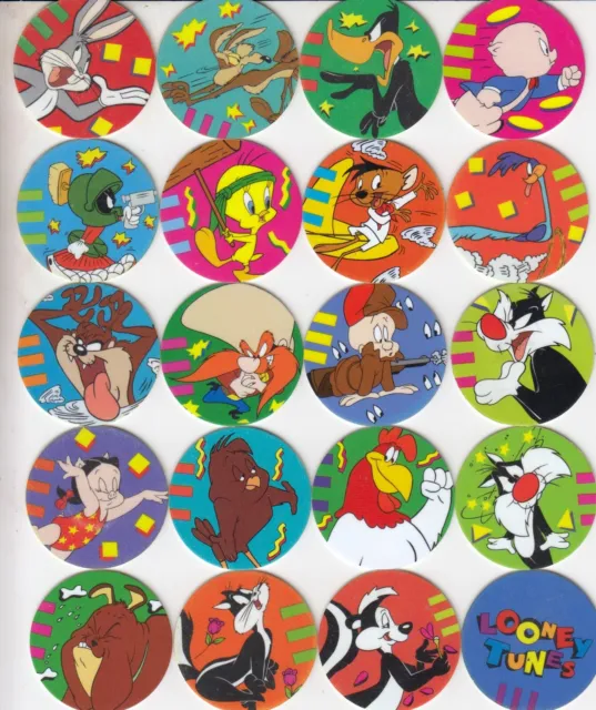 Looney Tunes Tazo 1995 Frito Lay Complete Pog Set of 20 41 - 60 Blue Pink Back