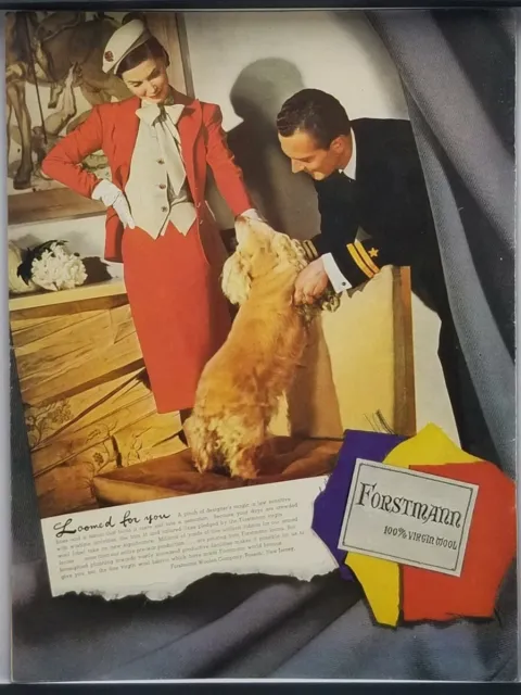 1943 Forstmann Passaic NJ 100% Virgin Wool Military Uniform WWII Era Print Ad