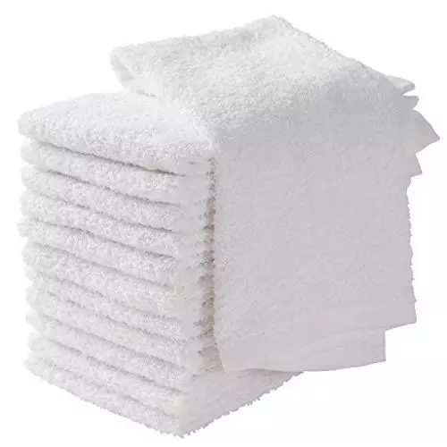 Bar Mop Towels White Cotton Kitchen Towels 16x19 Terry Cloth Pack of 12.