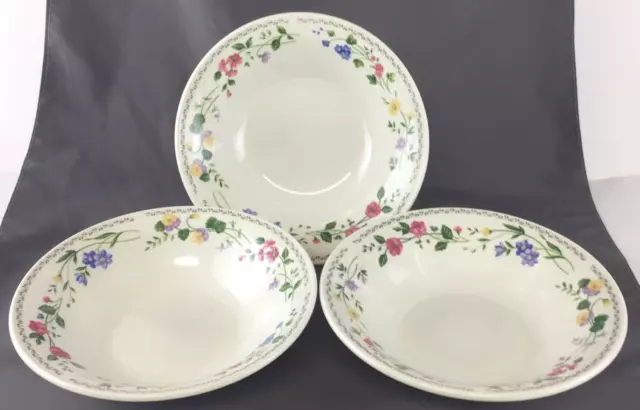 Farberware Stoneware Set of 3 English Garden 225 Floral Coupe Soup / Salad Bowls