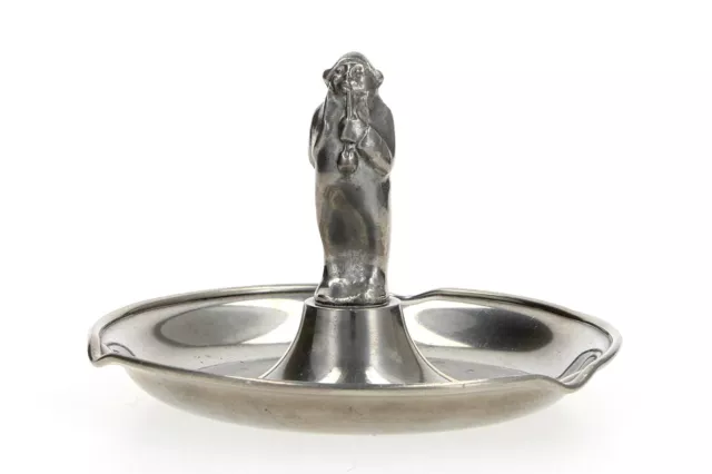 GAB Tenn Art Deco Pewter Ashtray Scandinavian 1930's Pipe Smoking Figure