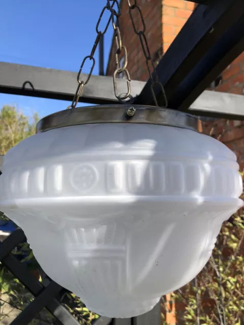 Vintage French Frosted Glass Ceiling Light Shade Art Deco Plaffonier Classical