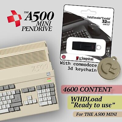 USB PENDRIVE 32GB Collection 4600 Contents Amiga THE A500 MINI Shell 3D Printed 