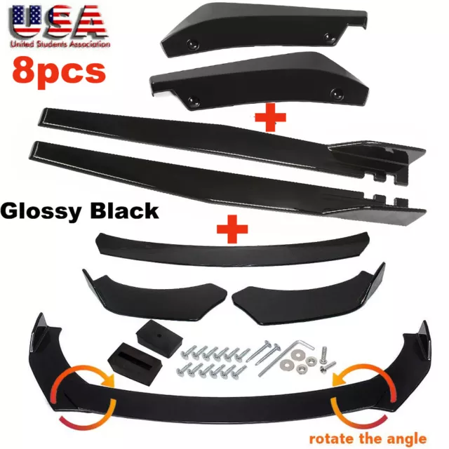 For BMW Front Bumper Lip Chin Splitter Spoiler Body Kit+Side Skirt+Rear Lip 7PCS