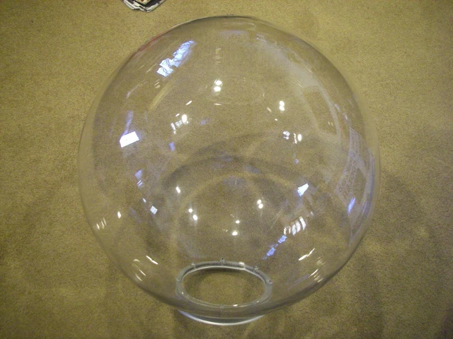 18" Clear Polycarbonate Sphere / Globe - Metal Neck  Polycarb Light Fixture Pole