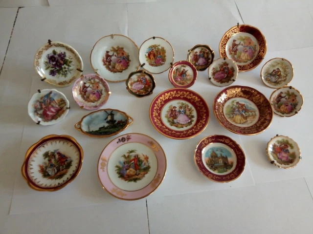 19 Petites Assiettes Anciennes" Porcelaine de Limoges"