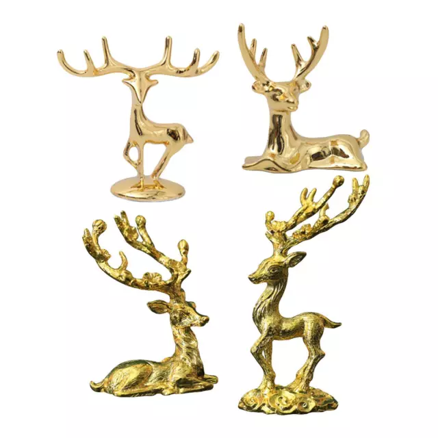 1 Paire Miniature Cerf Sculpture Couple Cerf Statue Animal Figurines Artisanat
